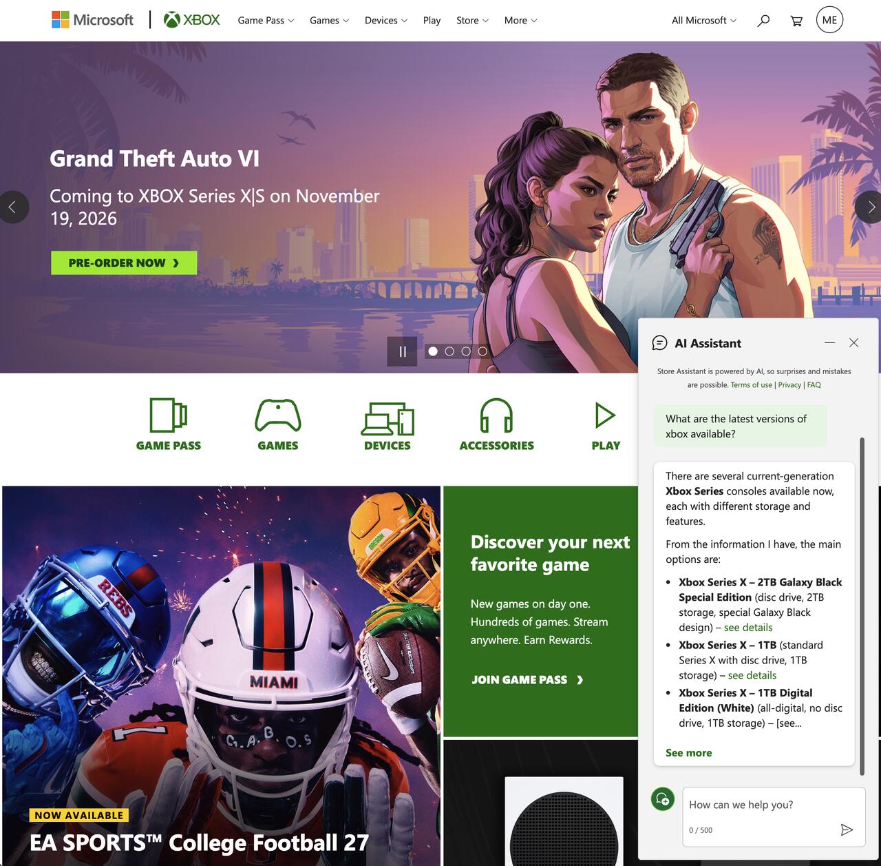 The Store Assistant, live on Xbox.com